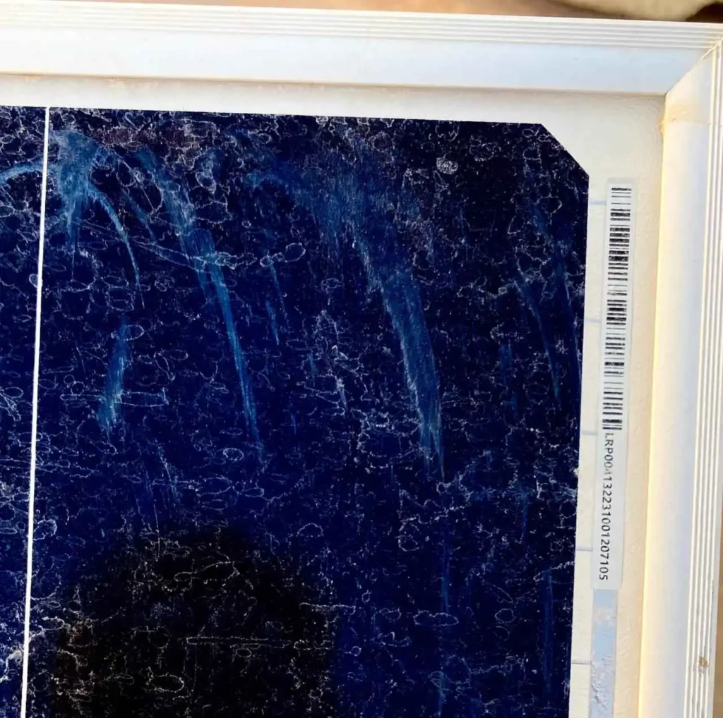 serial number of solar panel
