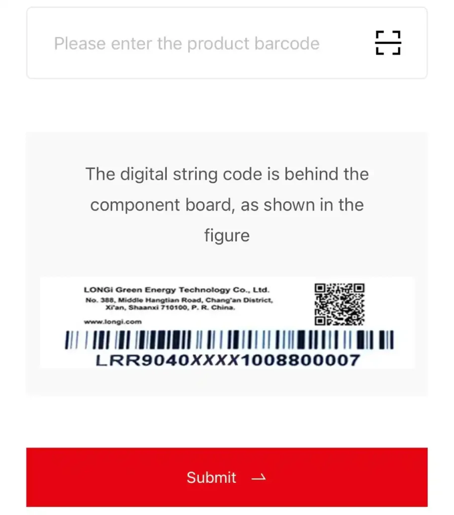 Longi solar panel website solar panel authentication page